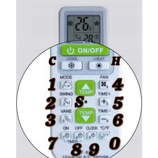 Pilot AKLI KT-628 do klimatyzacji uniwersalny